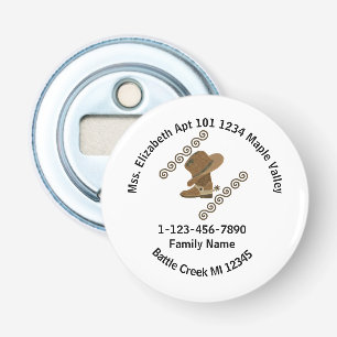 Lost Cowboy Boot and Hat Family Home Address Bottle Opener