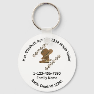 Lost Cowboy Boot and Hat Family Home Address Keychain