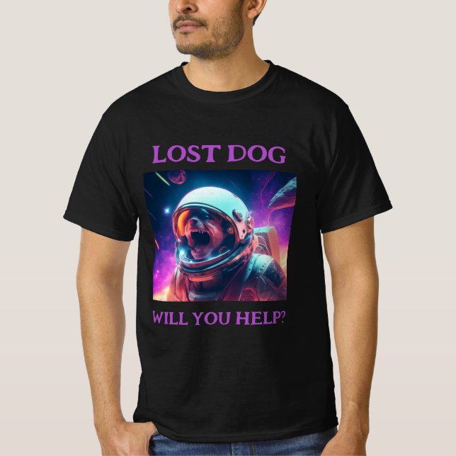 Lost Dog Customizable Black T-Shirt (Front)