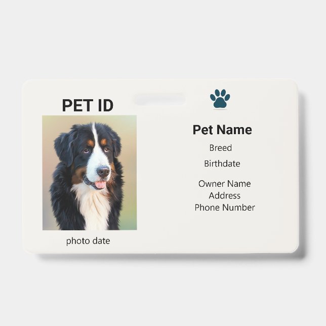 Lost Dog | Pet ID Tag Information Badge (Front)