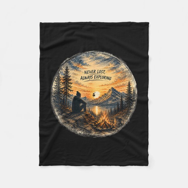 Lost exploring camping adventure hiking  fleece blanket (Front)