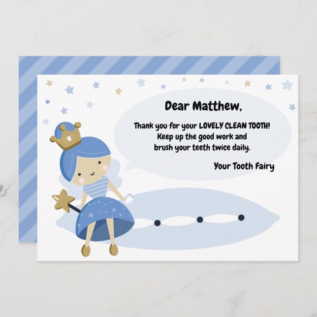 Lost First Tooth Card. Tooth Fairy Visit Note. Hol Holiday Card (Front/Back)