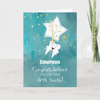 Lost First Tooth Congratulations Stars Card by sandrarosecreations at Zazzle