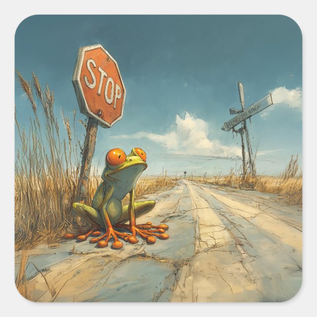 Lost Frog at Crossroads Square Sticker (Front)