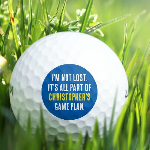 Lost Golf Ball Game Plan Custom Name Funny Blue