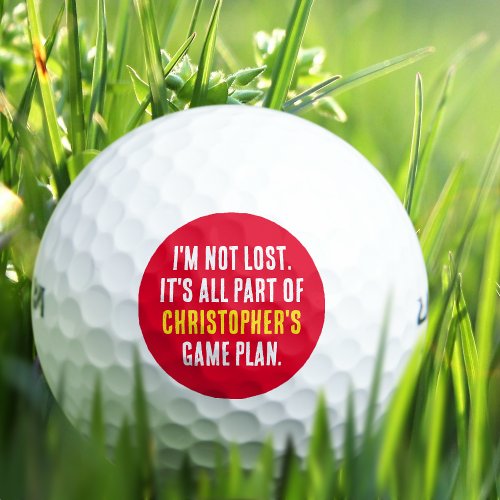 Lost Golf Ball Game Plan Custom Name Funny Red