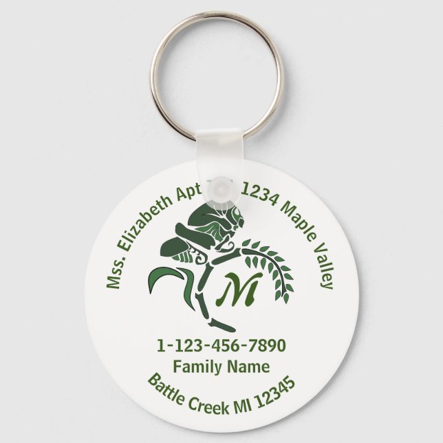 Lost Hooded Grasshopper Family Home Address Keychain (Front)