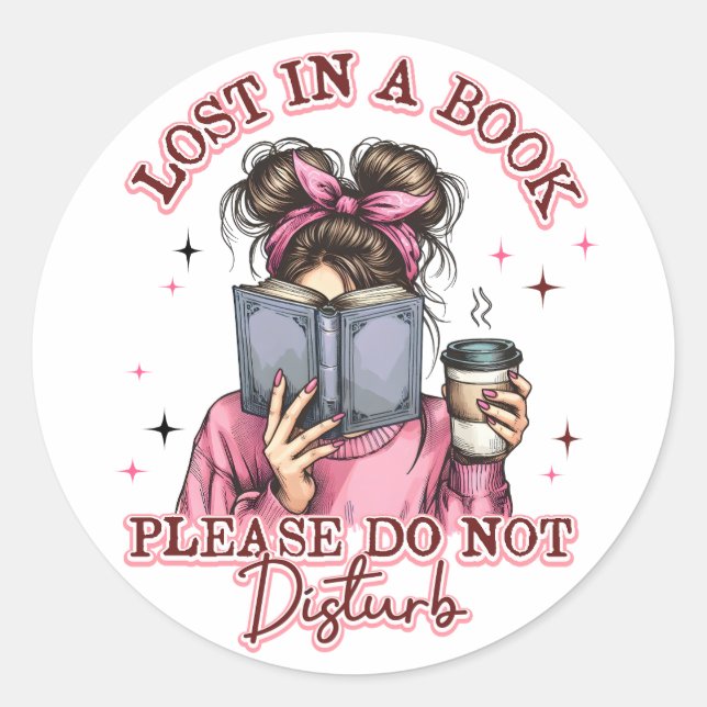 Lost In a Book....  Classic Round Sticker (Front)