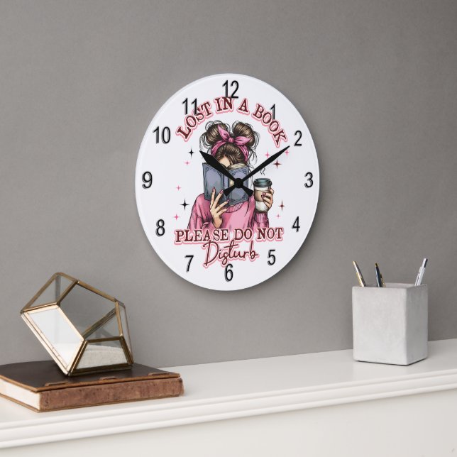 Lost In a Book....  Large Clock (Office)