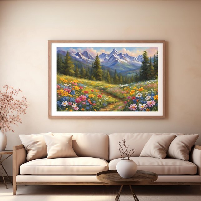 Lost in a Field of Flowers Landscape Poster  (Lost in a Field of Flowers Landscape Poster)