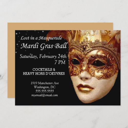 Lost In A Masquerade Ball Mardi Gras Party Invitation