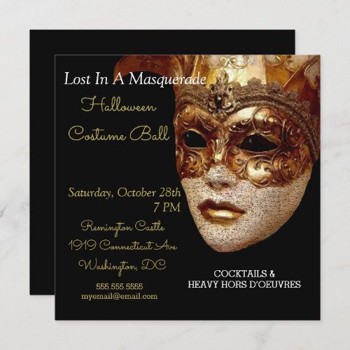 Lost In A Masquerade Costume Ball Gala Party Invitation