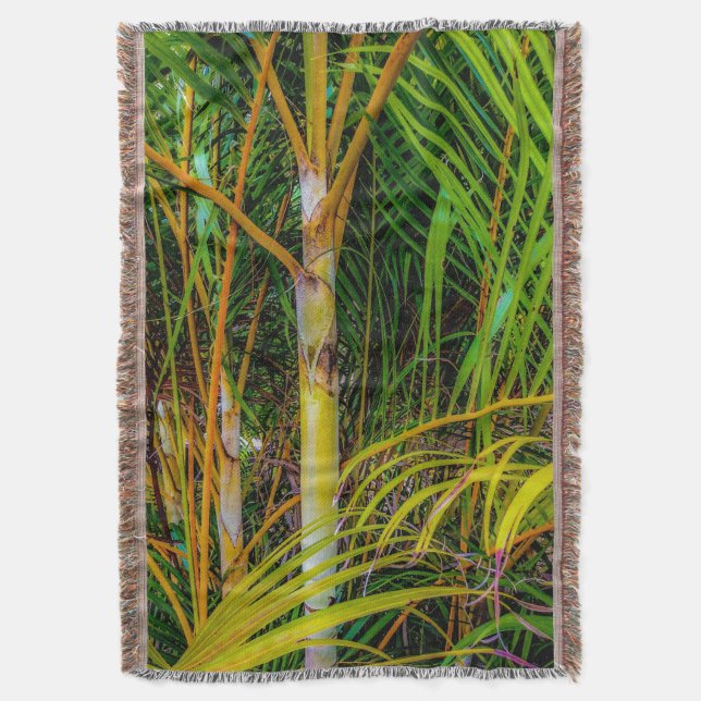 Lost in Areca Palms Throw Blanket (Front Vertical)