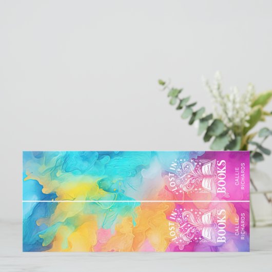 Lost In Books Rainbow Swirl 2-in-1 Bookmarks (Standing Front)
