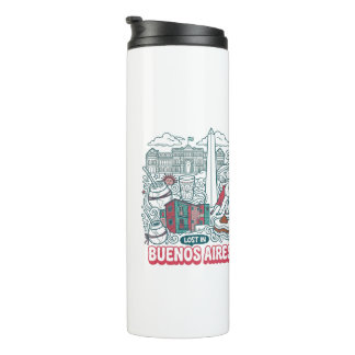 Lost in Buenos Aires Retro Doodle Travel Thermal Tumbler