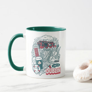 Lost in Dublin Retro Doodle Travel Mug