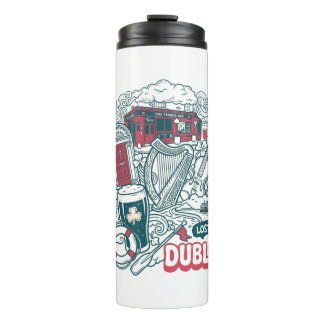 Lost in Dublin Retro Doodle Travel Thermal Tumbler