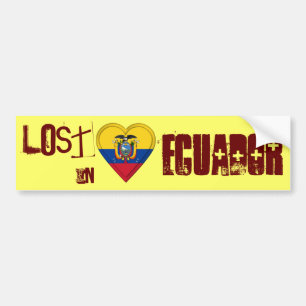 Lost in Ecuador Flag Heart Bumper Sticker