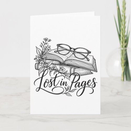 Lost in Pages – Vintage Book Lover Art Card