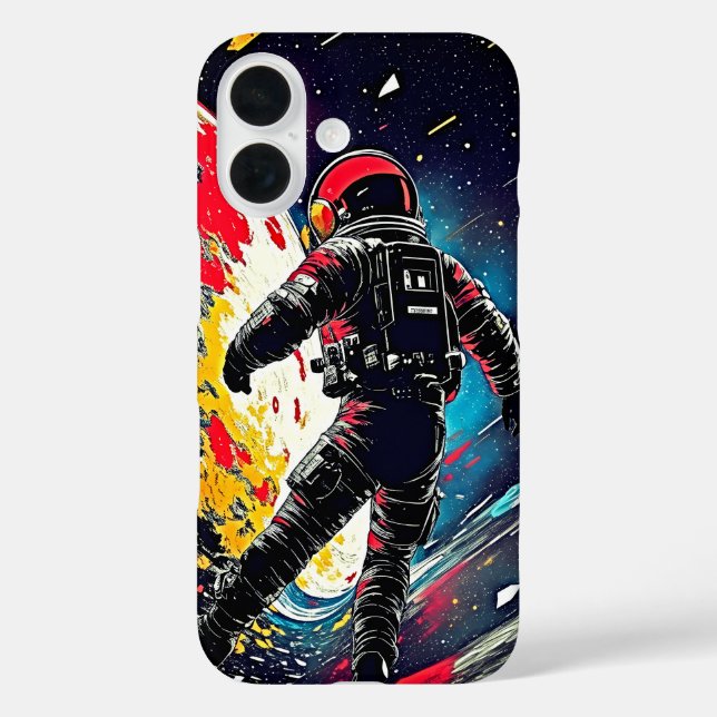 Lost in Space: Retro Astronaut iPhone Case (Back)