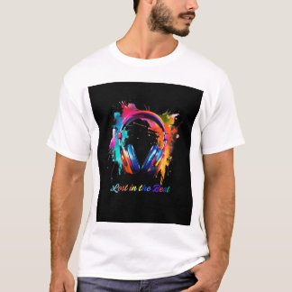 Lost in the Beat – Colorful Headphones Art T-Shirt