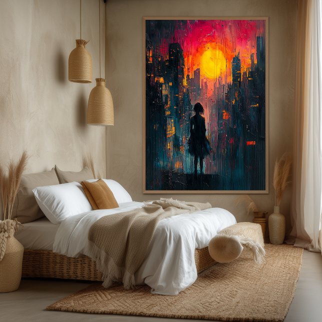 Lost in the City Contemporary expressionist Urban Canvas Print (Creator Uploaded)