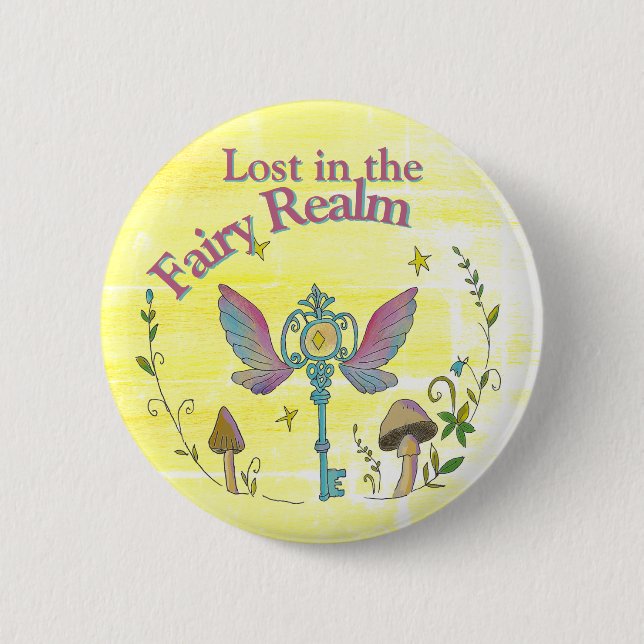 Lost in the Fiary realm, fairycore lover, mushroom Button (Front)