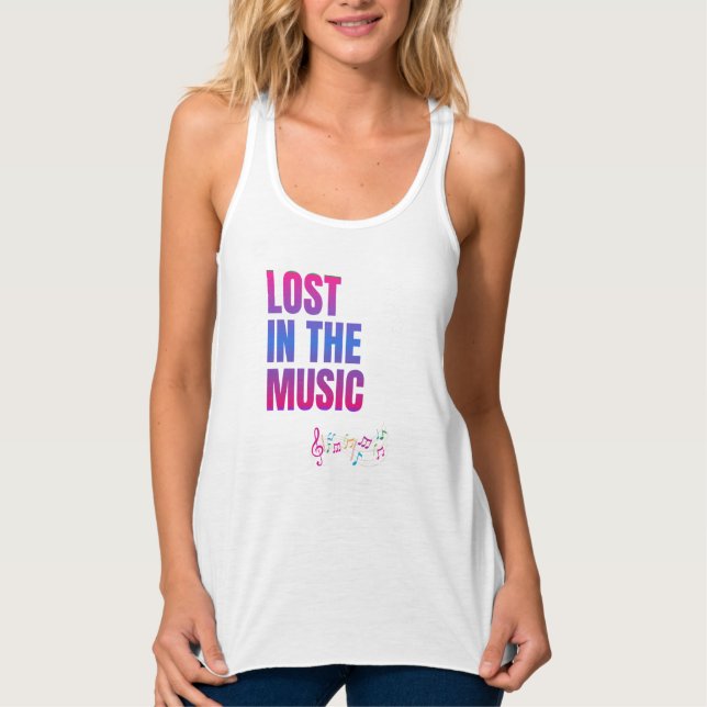 Lost in the Music white tanktop women (Front)