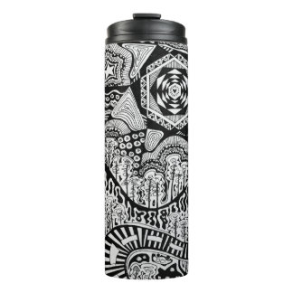 Lost in the Pilliga black & white ink art Thermal Tumbler