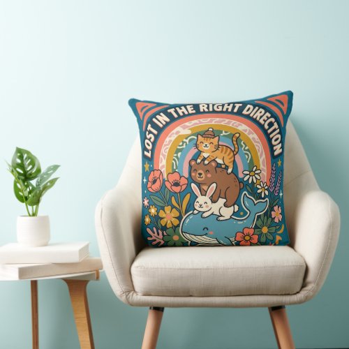 Lost in the Right Direction – Cute Whimsical Throw Pillow