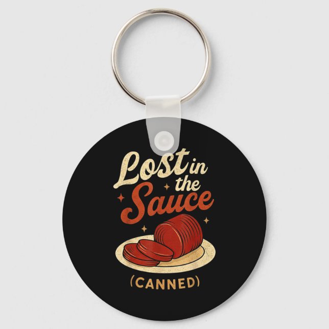 Lost In The Sauce Canned Funny Thanksgiving Food P Keychain (Front)