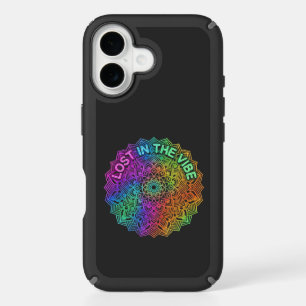 Lost in the Vibe Rainbow Neon Mandala Graphic iPhone 16 Case