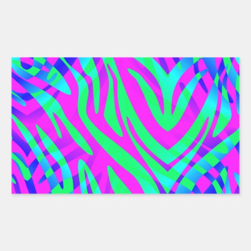 Lost in the Wilds Abstract Colorful Zebra Stripes Rectangular Sticker