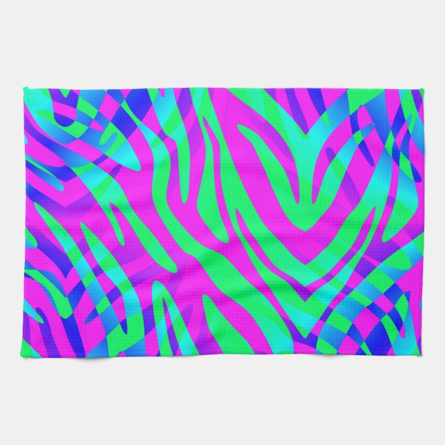 Lost in the Wilds Abstract Colorful Zebra Stripes Towel (Horizontal)
