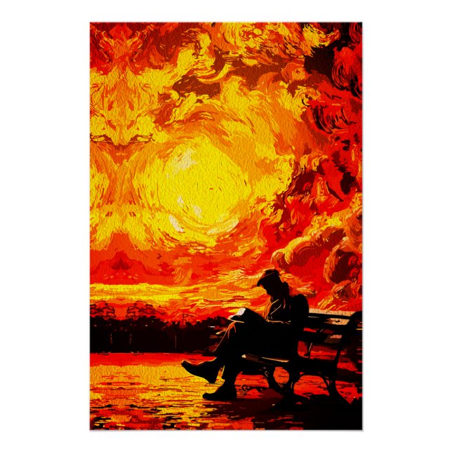 Lost in Thought – Surreal Sunset Reflection Poster (Front)