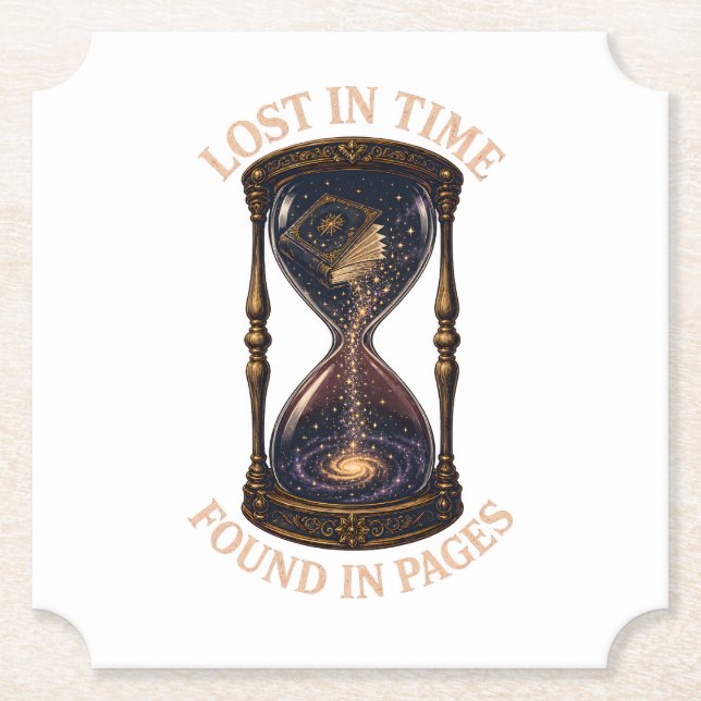 Lost In Time Found In Pages Paper Coaster (Front)
