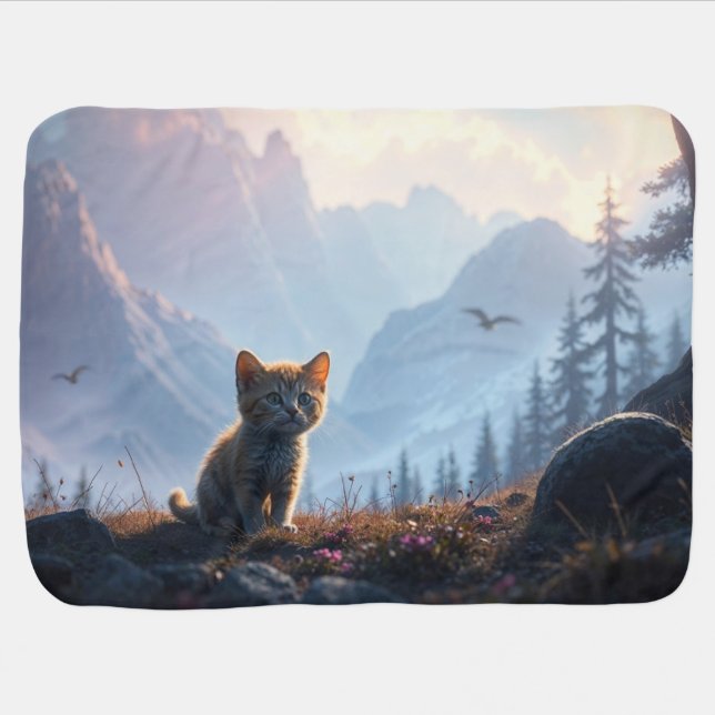 Lost Kitten in the Wilderness Baby Blanket (Horizontal)