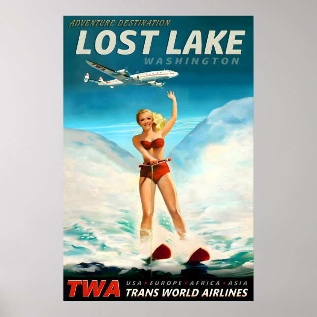 Lost Lake Washington TWA Trans World Airlines Poster (Front)