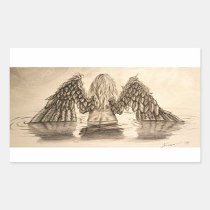 Lost Little Angel Drawing Design Rectangular Sticker