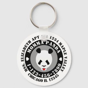 Lost Momma Panda Emergency Contact Info Keychain