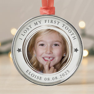 Lost My First Tooth Milestone Photo Keepsake Metal Ornament