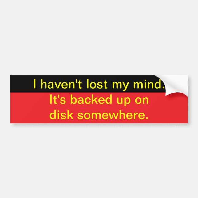 Lost my mind bumper sticker (Front)