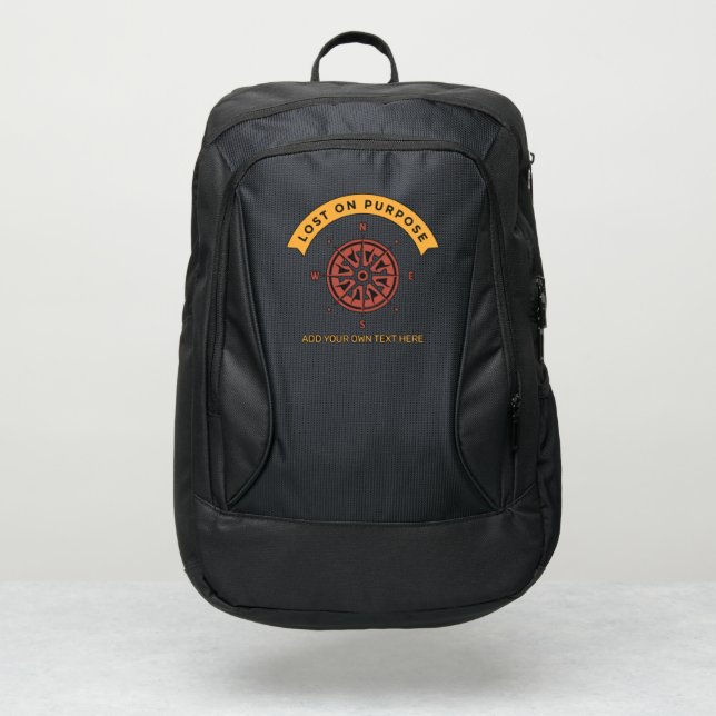 Lost On Purpose Compass Travel Hiking Add Text Port Authority® Backpack (Front)