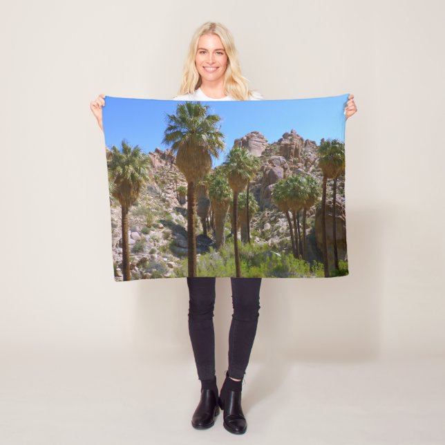 Lost Palms Oasis I at Joshua Tree National Park Fleece Blanket (In Situ)