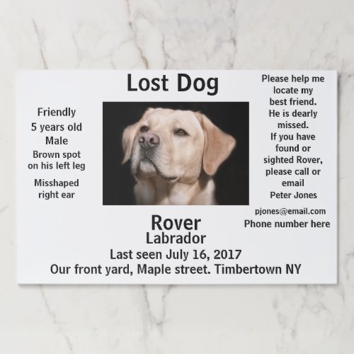 Lost Pet Paper Pad