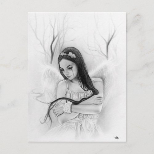 Lost sad angel emotional postcard