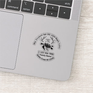 Lost Sea Turtle Monogram Family Home Address Sticker