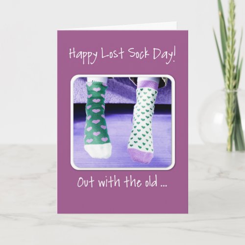 Lost Sock Memorial Day Purple  Green Socks Card