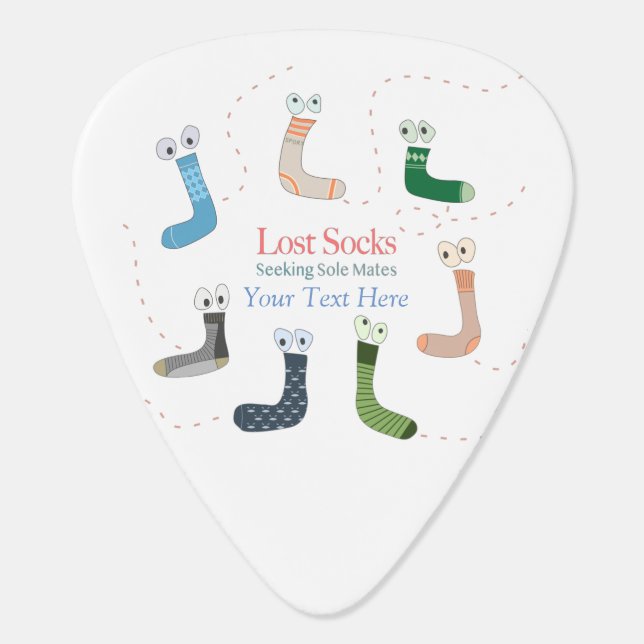 Lost Socks Seeking Sole Mates Guitar Pick (Back)