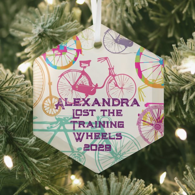 Lost the Training Wheels Bike Keepsake and Year Glass Ornament (Insitu)